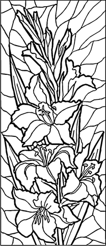 Stained Glass Lilies  Coloring page