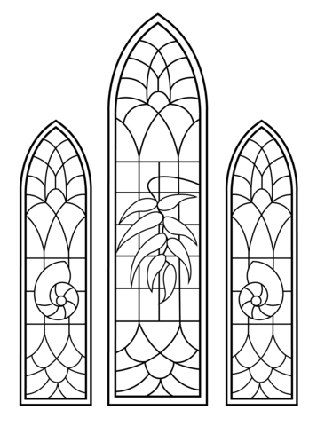 Stained Glass Windows from Wedding Chapel Coloring page