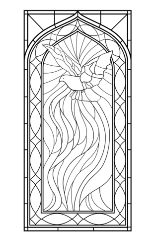 Stained Glass Window with Holy Spirit Coloring page