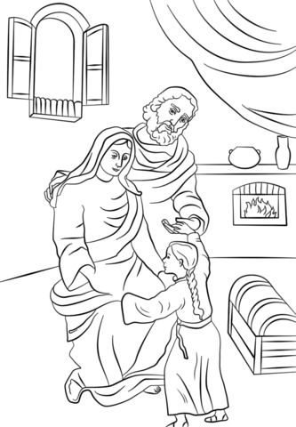 Saints Anna and Joachim with Little Mary Coloring page