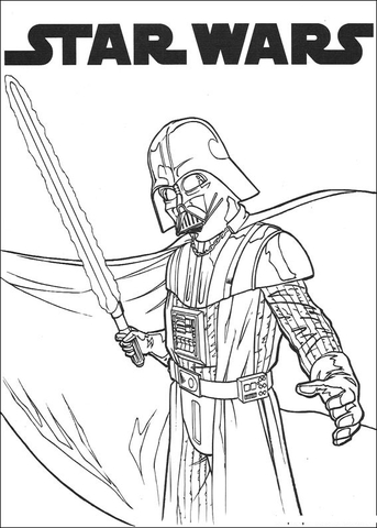 Darth Vader with lightsaber Coloring page