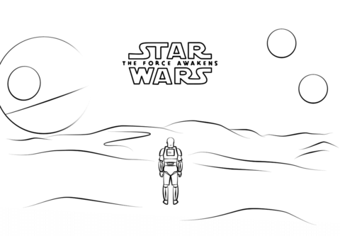Star Wars 7 Poster with Stormtrooper Finn Coloring page