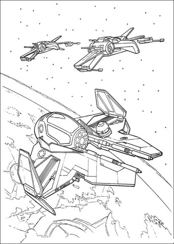 Eta-2 starfighter and T-65 X-wing Coloring page