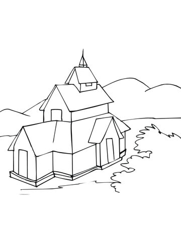 Stave Church Coloring page