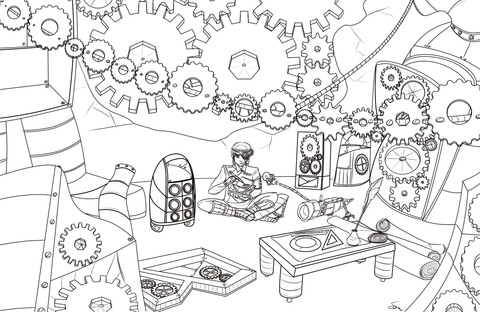 Steampunk Gears Coloring page