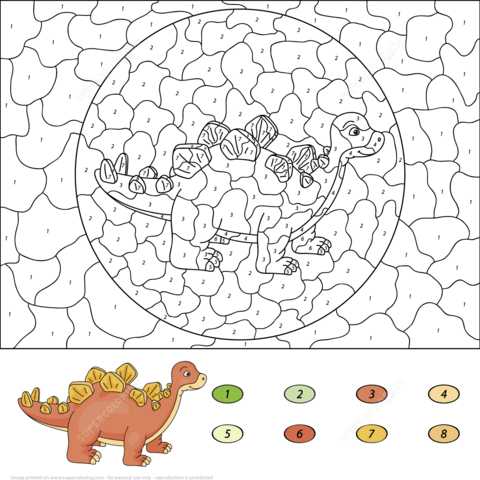 Stegosaurus Color by Number Coloring page