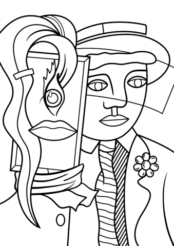 Stepping out by Roy Lichtenstein Coloring page