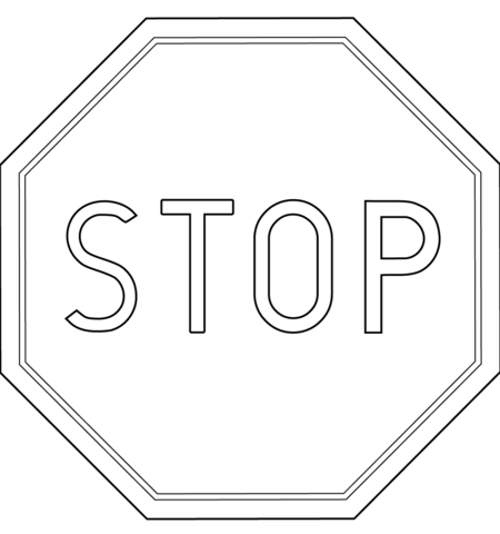 Poland Stop Road Sign B-20 Coloring page