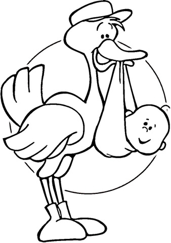Stork Came with Happy News  Coloring page