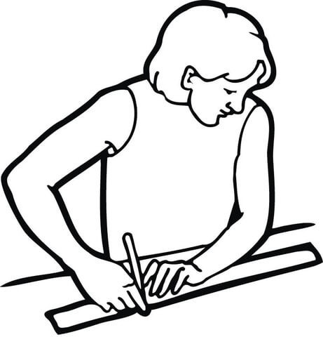 Male Student with a Ruler Coloring page