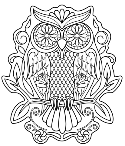 Sugar Skull Owl Coloring page