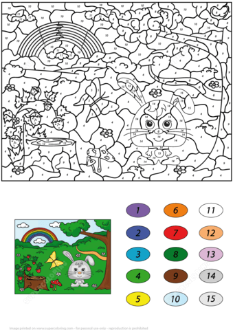Summer Scene Color by Number Coloring page