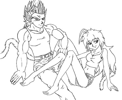 Super Saiyan with Lady X Coloring page