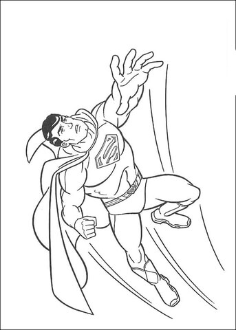 Superman flies up To The Sky  Coloring page