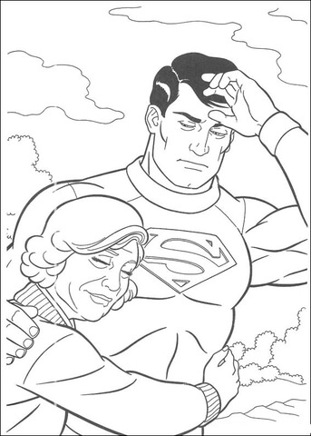 Superman has saved the woman  Coloring page