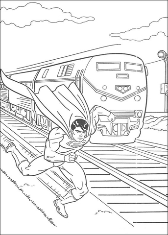 Superman is faster than a train Coloring page