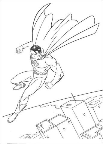 Superman over the city Coloring page