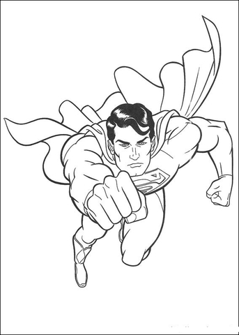 Superman is flying into the space Coloring page