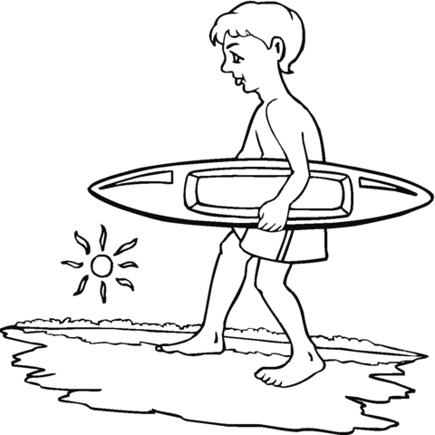 Boy Surfer Coloring page