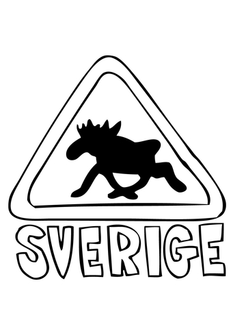 Swedish Moose Crossing Sign Coloring page