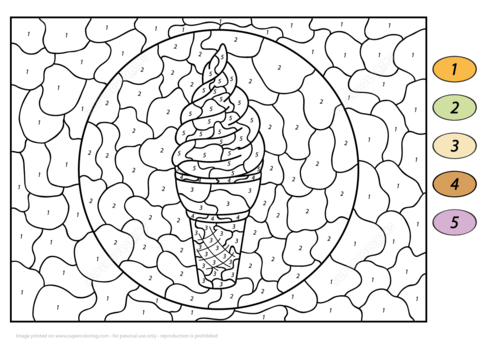 Sweet and Tasty Ice Cream Color by Number Coloring page