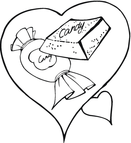 Sweet Chocolate Candy In a Heart  Coloring page