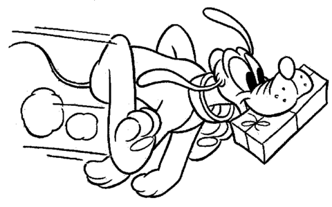Pluto Takes The Gift  Coloring page
