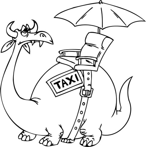 Taxi Dragon Coloring page