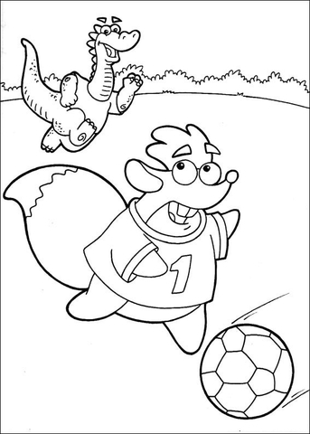 Tiko Is running after The Ball  Coloring page