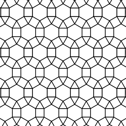 Tessellation with Hexagon, Triangle and Square Coloring page