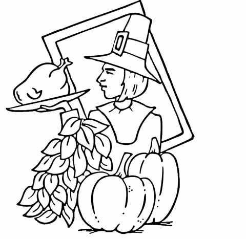 Thanksgiving Pilgrim  Coloring page