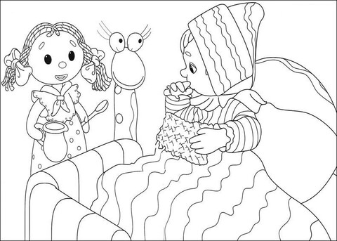 Looby Loo Tries To Give Andy Some Medicine  Coloring page