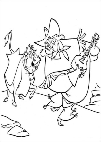 Alameda Slim is playing guitar Coloring page