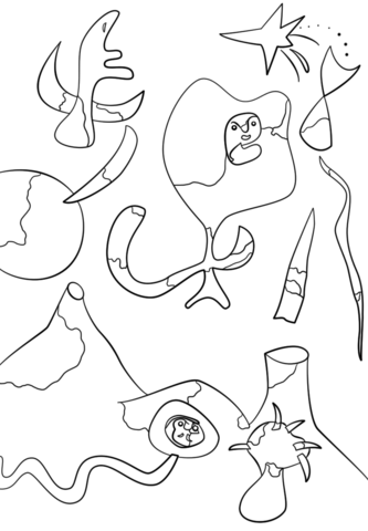 The Air by Joan Miro Coloring page