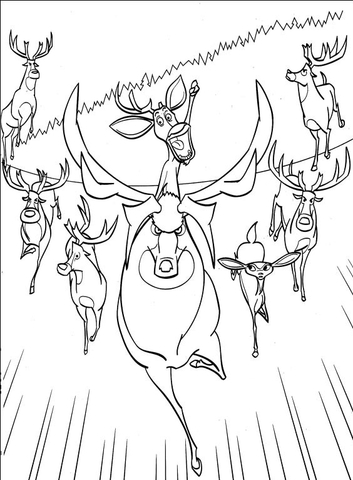 Animals attack hunters Coloring page