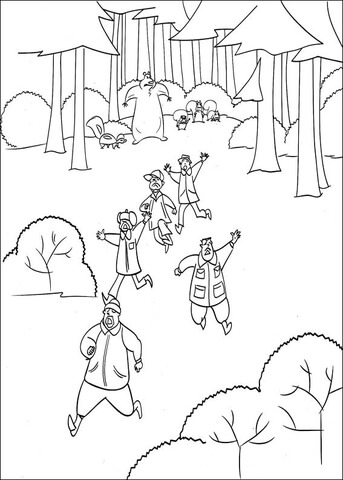 Animals Have Chased Away hunters Coloring page