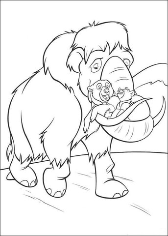 Mammoth and little bear Coloring page