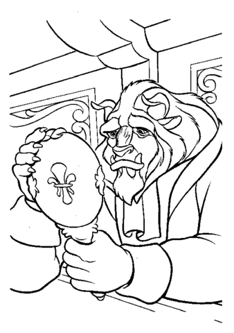 The Beast looking in the Mirror  Coloring page