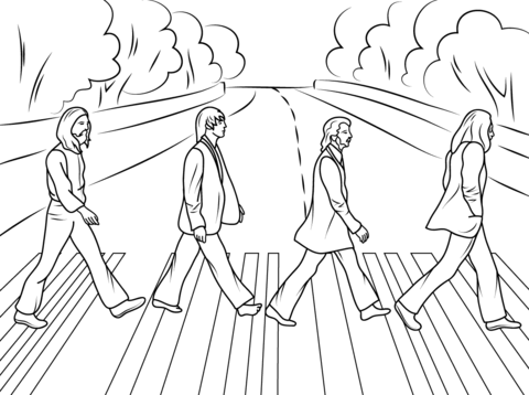 The Beatles Abbey Road cover photo Coloring page