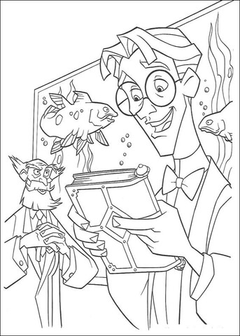 Milo is glad to see the book Coloring page