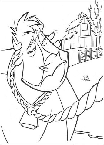 The Cow With Rope On His Neck  Coloring page