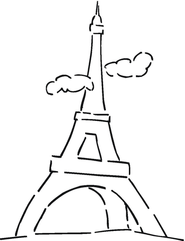 The Eiffel Tower In Clouds  Coloring page