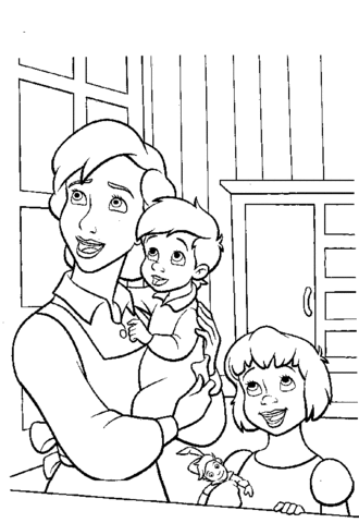 Mary Darling, Michael and Wendy Coloring page