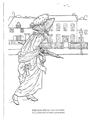 Daffy-down-dilly nursery rhyme Coloring page