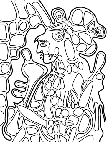 The Great Earth Mother by Norval Morrisseau Coloring page