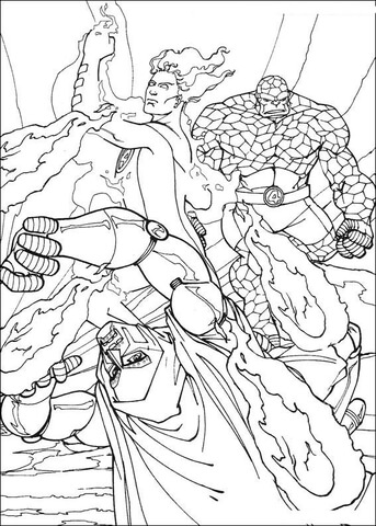 The Human Torch Is Fighting  Coloring page