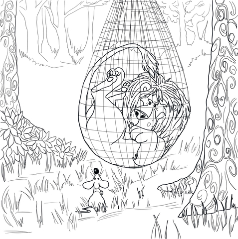 The Lion Trapped in the Net Coloring page