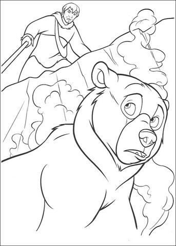 The Man Is Hunting The Bear  Coloring page