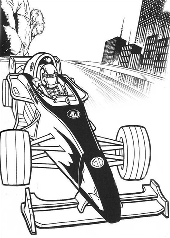 Action Man in a racing car Coloring page