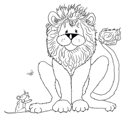 The Mouse Speaks to the Lion Coloring page